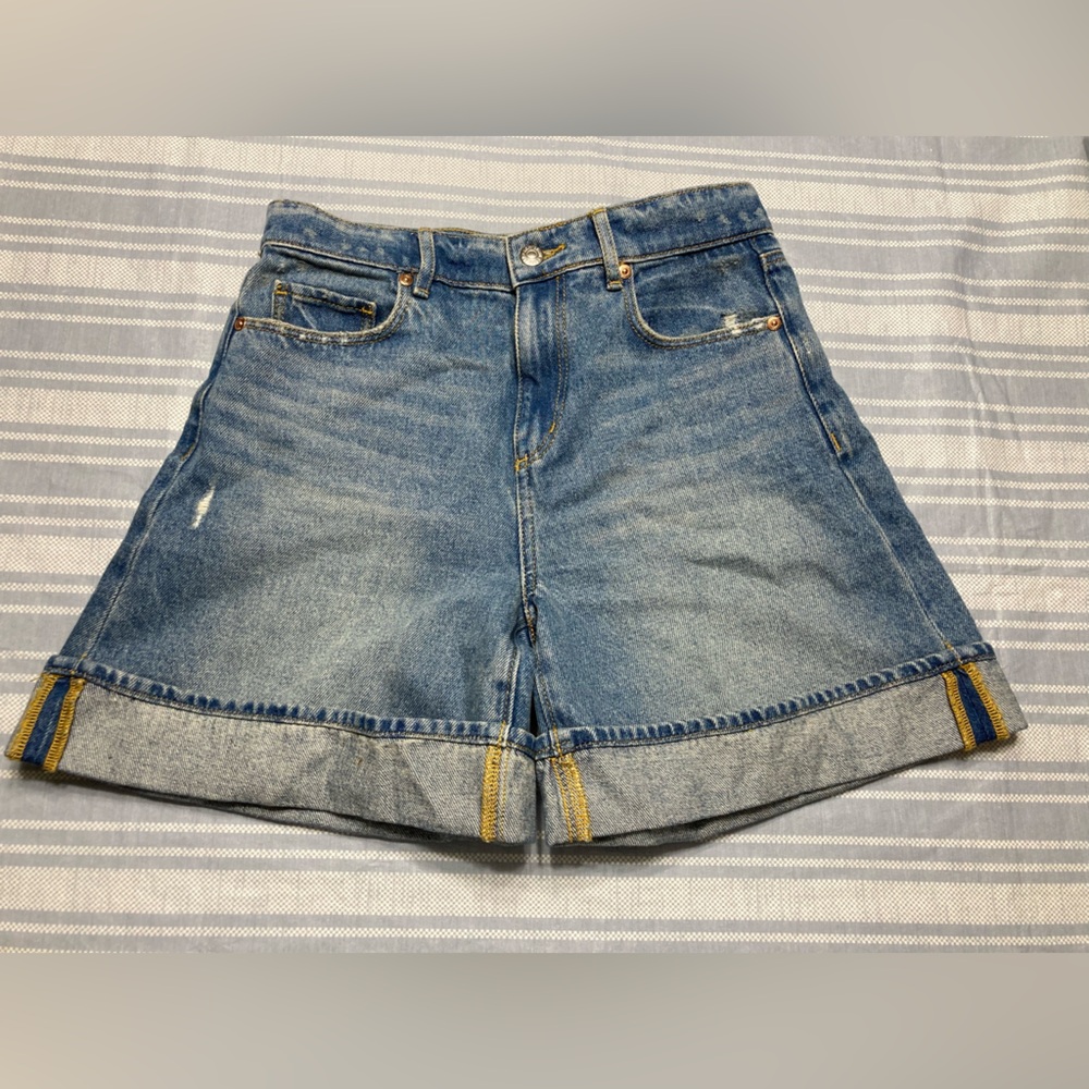 💛TODAY***$15***Loft distressed blue denim shorts.